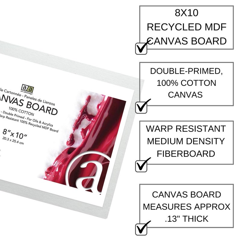 Art Advantage Canvas Board Recycled MDF 8x10 - Recycled MDF Canvas Panels for Painting, Paint Canvas, Canvases for Painting, Acrylic, Oil & Watercolor Art, Professional & Hobby Use - Image 2